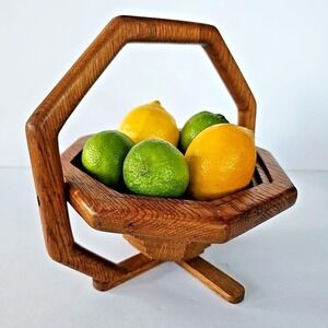 Vtg Mid Century Modern Collapsible Spiral Wood Fruit Bowl Basket Folding 1928